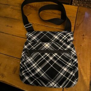 Thirty-One Classic Black and White Checkered Messenger Bag